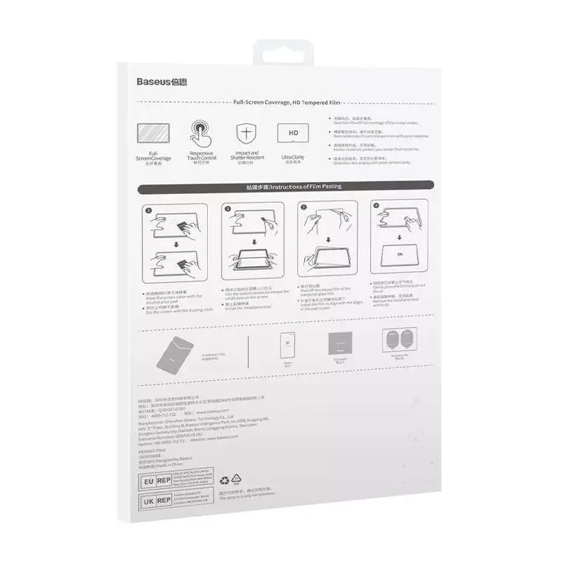 Película de proteção de ecrã em vidro Baseus Crystal para Huawei MatePad Pro 11 — temperado 0,3 mm