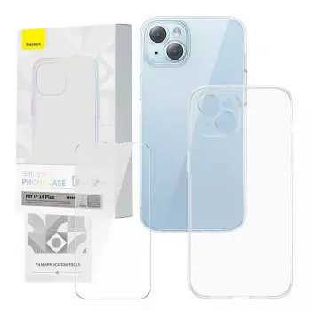 Capa de proteção transparente com vidro temperado da Baseus para iPhone 14 Plus (P60112202201-02)
