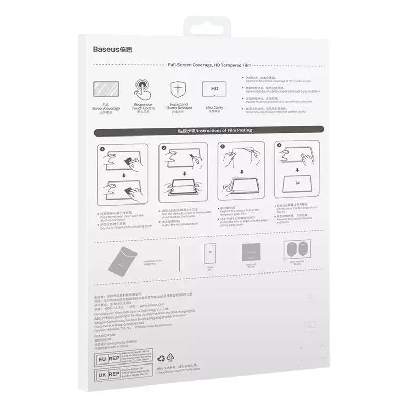 Película de proteção de ecrã em vidro temperado Baseus Crystal para Huawei MatePad Pro 11, 0,3 mm de espessura