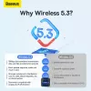 Adaptador Bluetooth mini Baseus BA07 para PC, USB 5.3 recetor dongle Bluetooth sem fios - preto