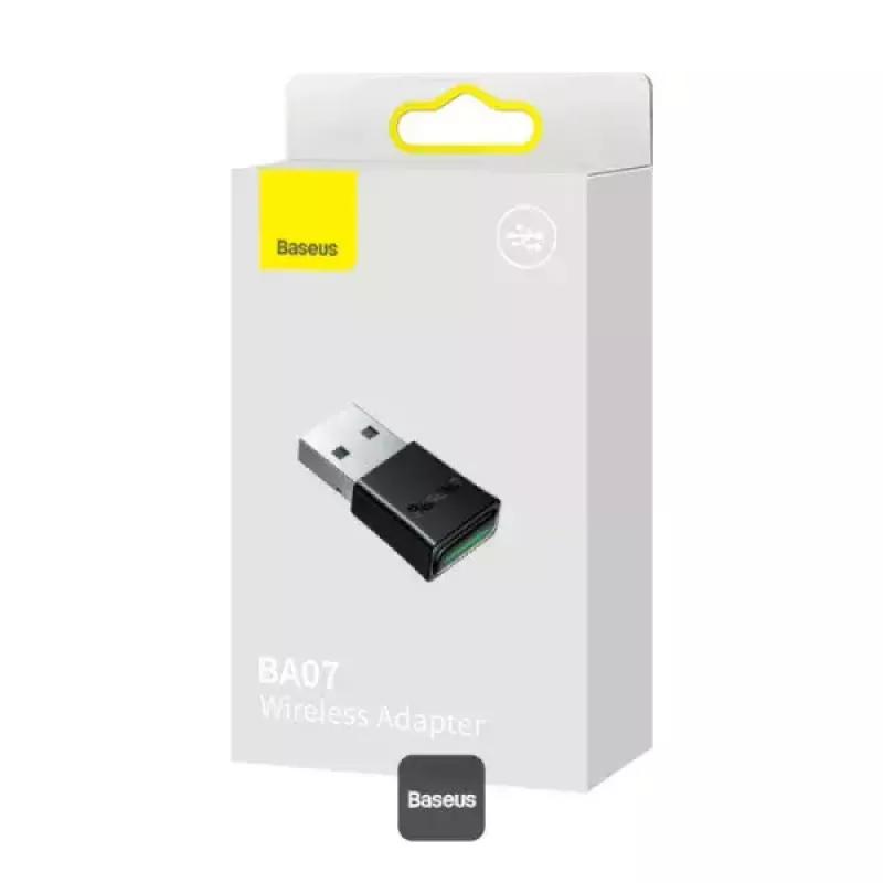 Adaptador Bluetooth mini Baseus BA07 para PC, USB 5.3 recetor dongle Bluetooth sem fios - preto