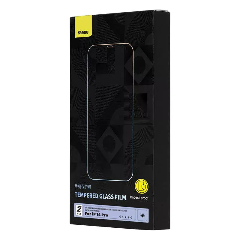 Vidro de proteção de ecrã Baseus Tempered Glass Crystal Series para iPhone 14 Pro com filtro de luz azul
