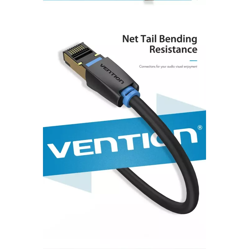 Cabo de rede Vention Cat.8 S/FTP 1 m preto RJ-45 banhado a ouro
