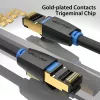 Cabo de rede Vention Cat.8 S/FTP 1 m preto RJ-45 banhado a ouro