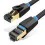 Cabo de rede Vention Cat.8 S/FTP 1 m preto RJ-45 banhado a ouro