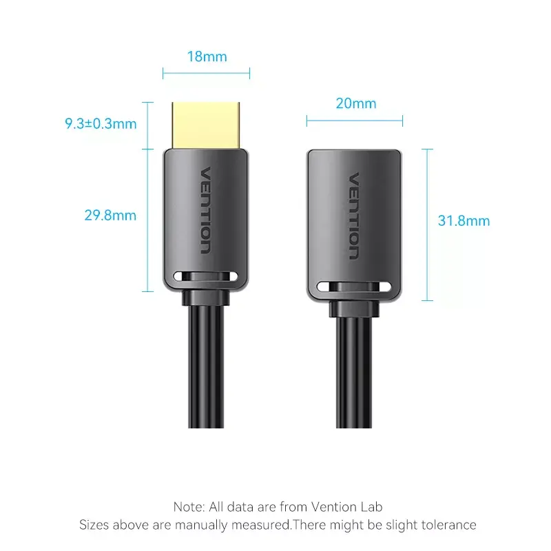 Vention AHCBI cabo de extensão HDMI-A macho para HDMI-A fêmea, 3 m, 4K@60Hz, PVC, preto
