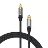 Cabo de fibra ótica Vention 3 m TOSLINK macho para macho, cinzento, revestimento em nylon, contactos banhados a ouro
