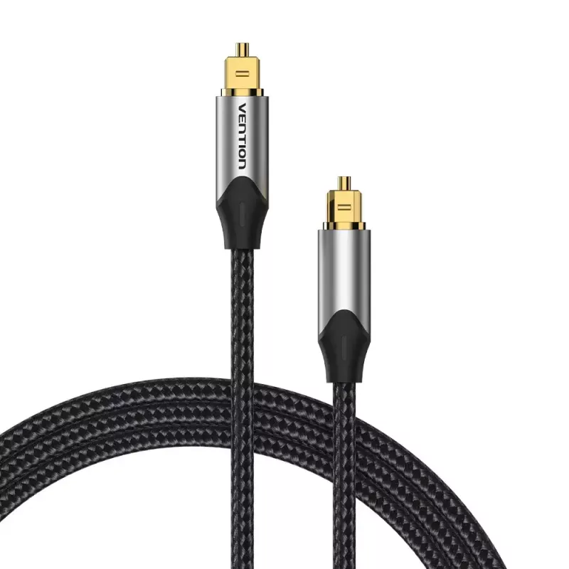 Cabo de fibra ótica Vention 3 m TOSLINK macho para macho, cinzento, revestimento em nylon, contactos banhados a ouro