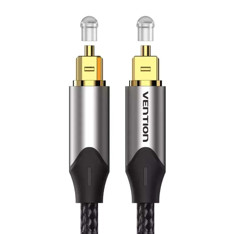 Cabo de fibra ótica Vention 3 m TOSLINK macho para macho, cinzento, revestimento em nylon, contactos banhados a ouro