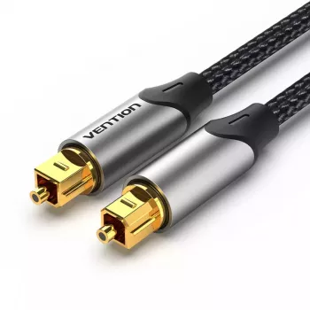 Cabo de fibra ótica Vention 3 m TOSLINK macho para macho, cinzento, revestimento em nylon, contactos banhados a ouro