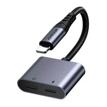 Adaptador de áudio 2-em-1 Joyroom SY-L01 Lightning para 3,5 mm + Lightning, preto