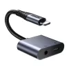 Adaptador de áudio 2-em-1 Joyroom SY-L01 Lightning para 3,5 mm + Lightning, preto