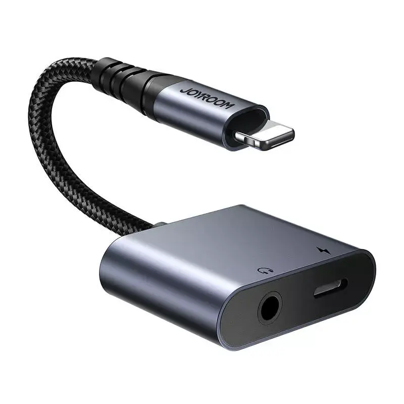 Adaptador de áudio 2-em-1 Joyroom SY-L01 Lightning para 3,5 mm + Lightning, preto