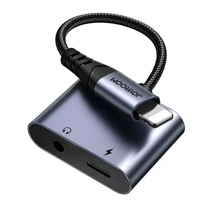 Adaptador de áudio 2-em-1 Joyroom SY-L01 Lightning para 3,5 mm + Lightning, preto