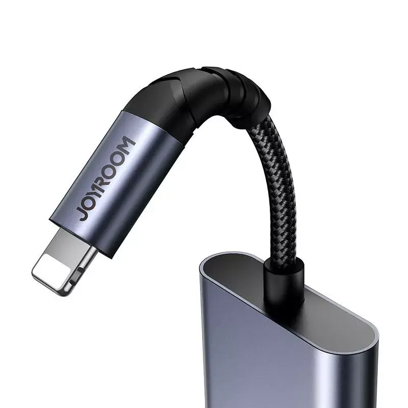Adaptador de áudio 2-em-1 Joyroom SY-L01 Lightning para 3,5 mm + Lightning, preto