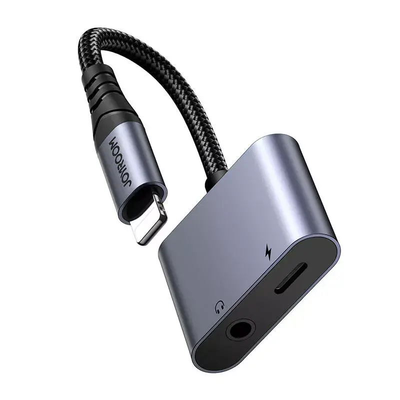 Adaptador de áudio 2-em-1 Joyroom SY-L01 Lightning para 3,5 mm + Lightning, preto