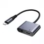 Adaptador de áudio 2-em-1 Joyroom SY-L01 Lightning para 3,5 mm + Lightning, preto