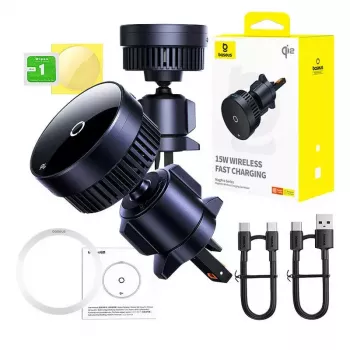 Suporte para automóvel Baseus MagPro C40164100121-01 15W Qi2.0 preto – carregador sem fios magnético para telefones compatíveis com Qi2.0