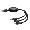 Cabo USB 3-em-1 Baseus Free2Draw (USB-A para Micro USB + Lightning + USB-C), 100 W, 1,1 m, preto
