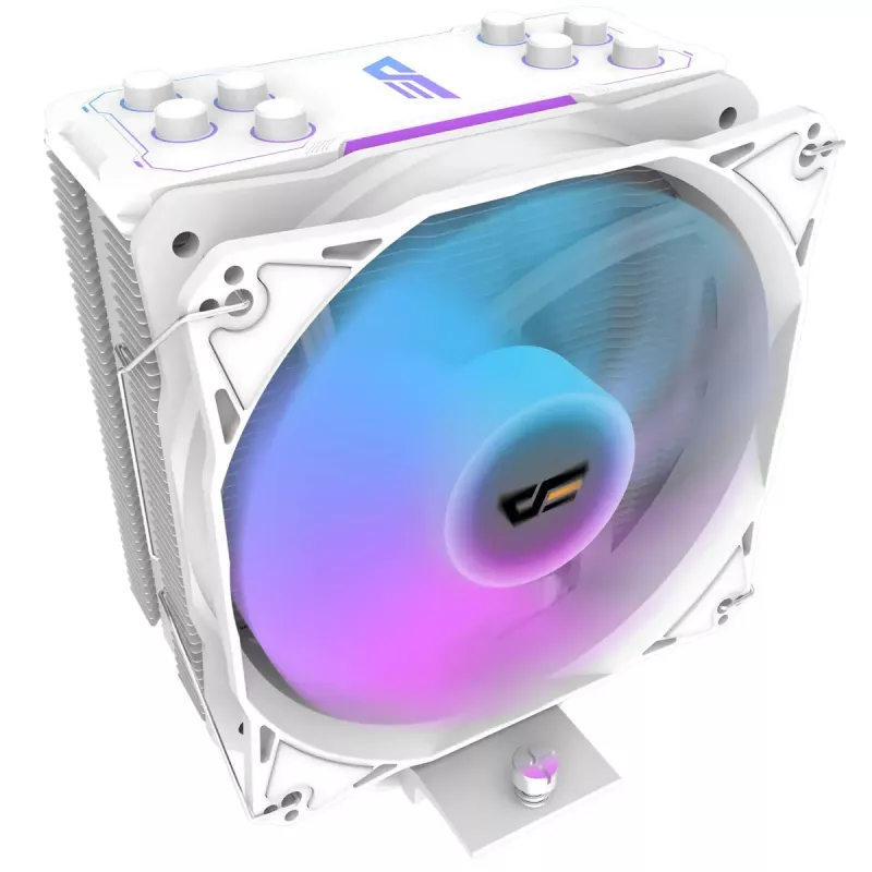 Arrefecedor de ar Darkflash Z4 Pro Mist branco — ventoinha de 120 mm, rolamento hidráulico, 200 W TDP, compatível com AM5/AM4/LGA1700/1200/115x