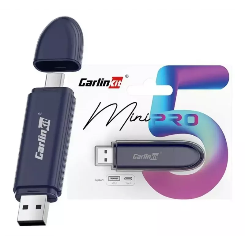Recetor multimédia automóvel Carlinkit MINI PRO — preto, 81,3×21×10,5 mm