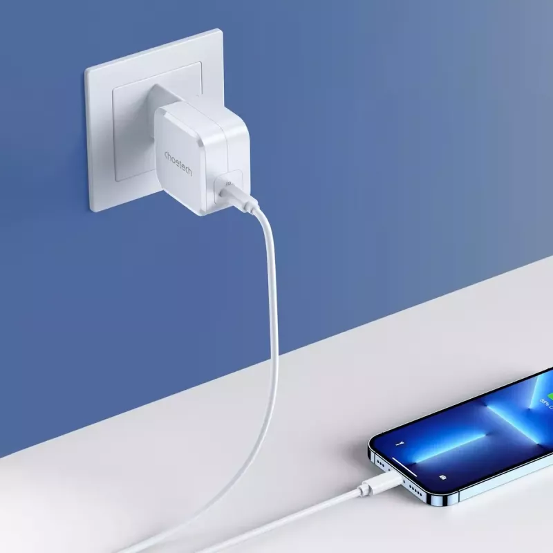 CHOETECH PD8007 carregador GaN USB-C de 45 W, PD3.0, QC3.0, PPS, EU, branco