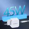 CHOETECH PD8007 carregador GaN USB-C de 45 W, PD3.0, QC3.0, PPS, EU, branco