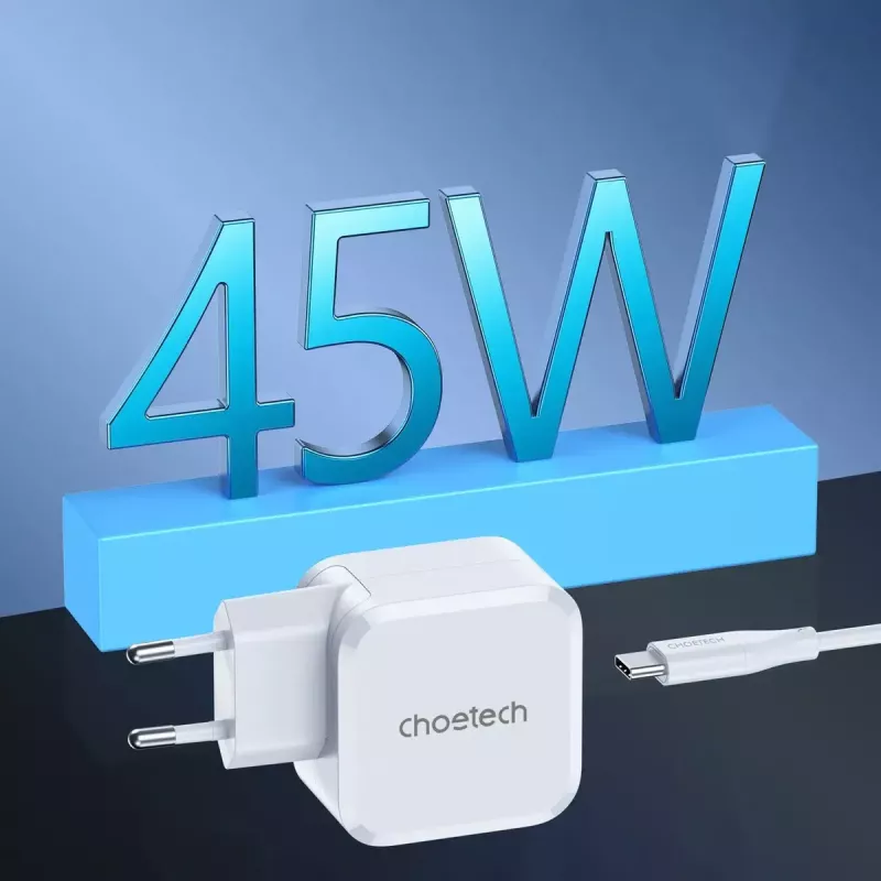 CHOETECH PD8007 carregador GaN USB-C de 45 W, PD3.0, QC3.0, PPS, EU, branco