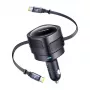 Carregador de automóvel Baseus Enjoyment Max 60W com cabos USB-C integrados, saída de 60W