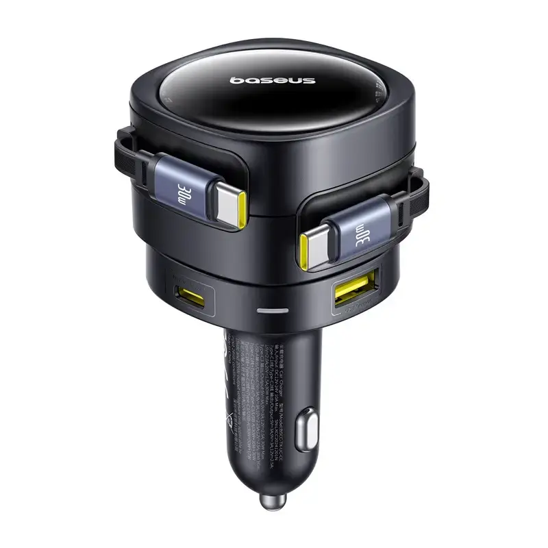 Carregador de automóvel Baseus Enjoyment Max 90W com conectores USB-C e USB-A