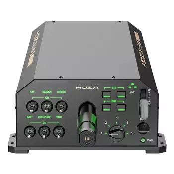 Base de manche MOZA AY210 Flight Base – base de voo em metal, 243×403×216 mm, 110–220 V, potência máxima 216 W