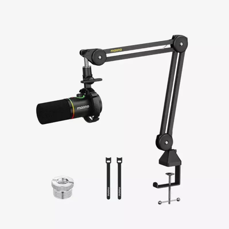 MAONO PD200X microfone dinâmico, iluminação RGB, metal, preto