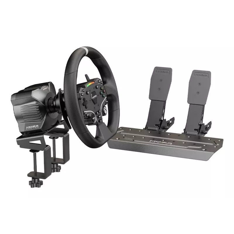Conjunto Moza Racing R3 para XBOX e PC, volante + pedais, PC, Xbox One, Xbox Series S, Xbox Series X, botão Home, 360°, acionamento direto, ajustável