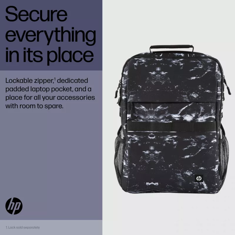 Mochila de lazer HP Campus XL Marble Stone mochila preto cinzento