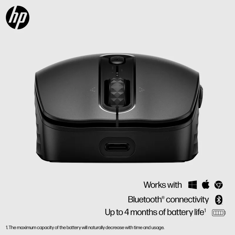 Rato sem fios recarregável HP 695, ambidestro, Bluetooth, 4000 DPI, preto
