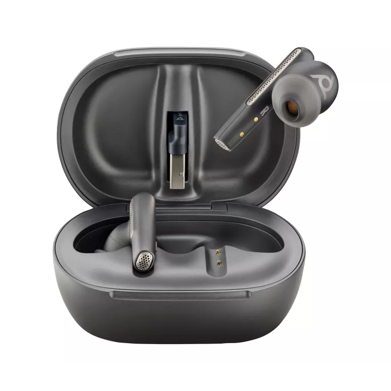 Estojo de carregamento com ecrã tátil HP Poly Poly Voyager Free 60+ UC preto para adaptador BT700 USB-A