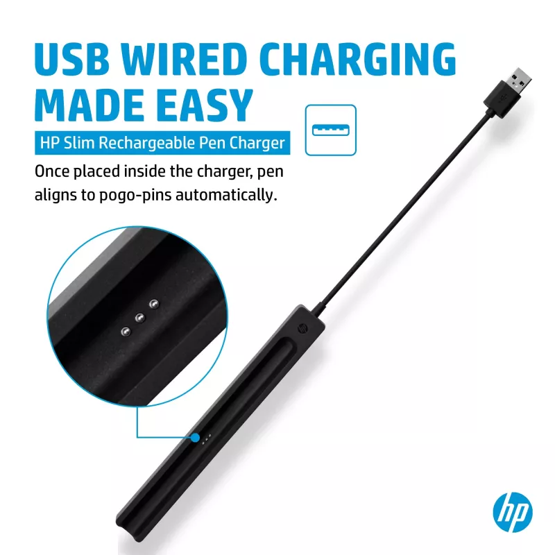 Carregador HP para caneta recarregável Slim Pen (4X491AA), USB-A