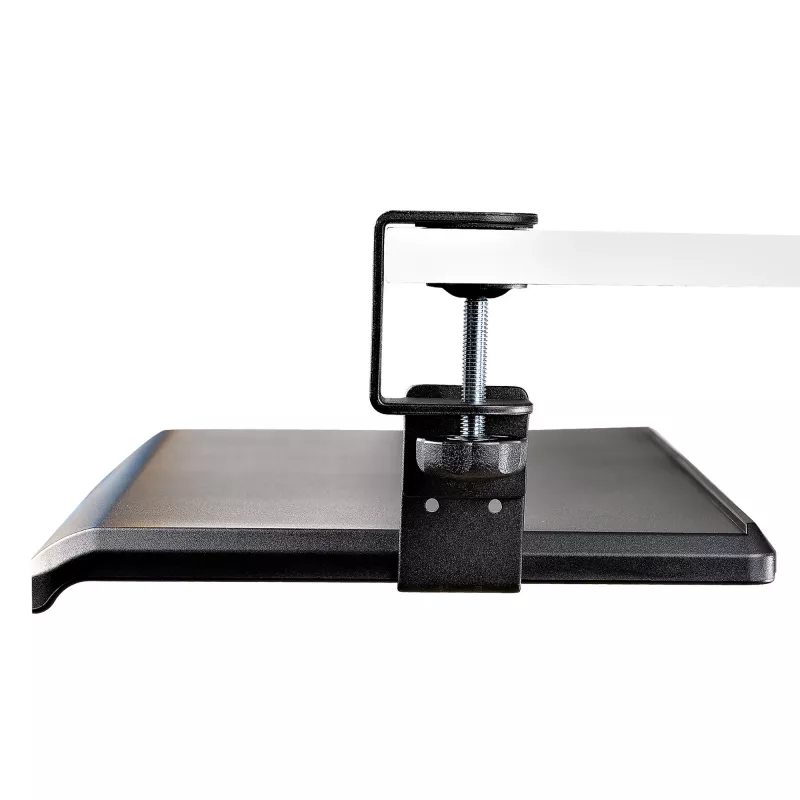 StarTech.com prateleira para teclado sob a mesa, suporte ergonómico de teclado com fixação, até 12 kg, prateleira retrátil para teclado e rato com grampos em C, prateleira de teclado com altura ajustável (100/120/140 mm)