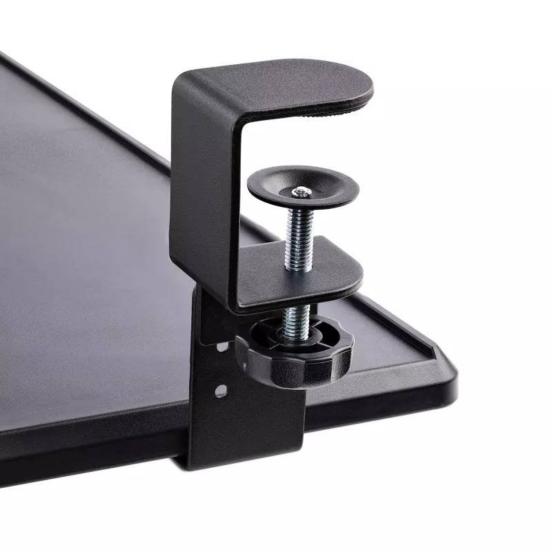 StarTech.com prateleira para teclado sob a mesa, suporte ergonómico de teclado com fixação, até 12 kg, prateleira retrátil para teclado e rato com grampos em C, prateleira de teclado com altura ajustável (100/120/140 mm)
