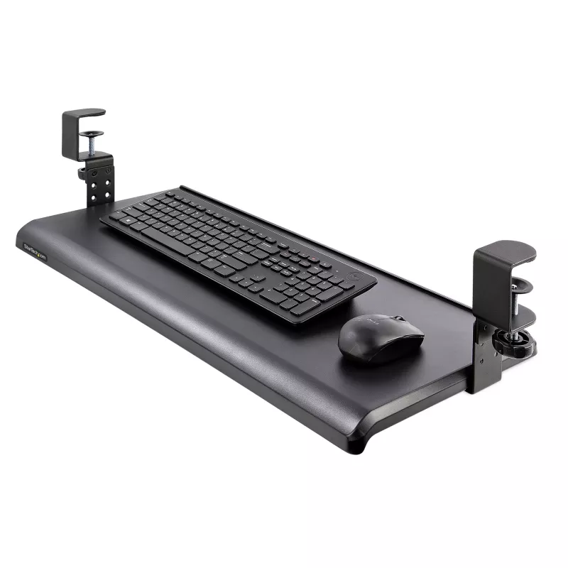 StarTech.com prateleira para teclado sob a mesa, suporte ergonómico de teclado com fixação, até 12 kg, prateleira retrátil para teclado e rato com grampos em C, prateleira de teclado com altura ajustável (100/120/140 mm)
