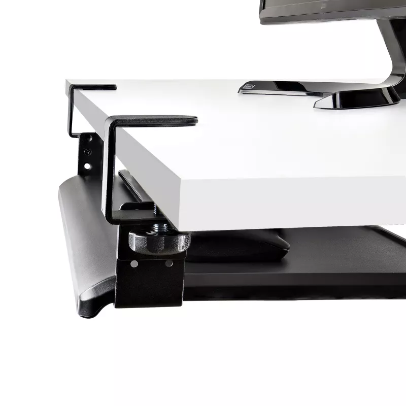 StarTech.com prateleira para teclado sob a mesa, suporte ergonómico de teclado com fixação, até 12 kg, prateleira retrátil para teclado e rato com grampos em C, prateleira de teclado com altura ajustável (100/120/140 mm)