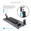 StarTech.com prateleira para teclado sob a mesa, suporte ergonómico de teclado com fixação, até 12 kg, prateleira retrátil para teclado e rato com grampos em C, prateleira de teclado com altura ajustável (100/120/140 mm)