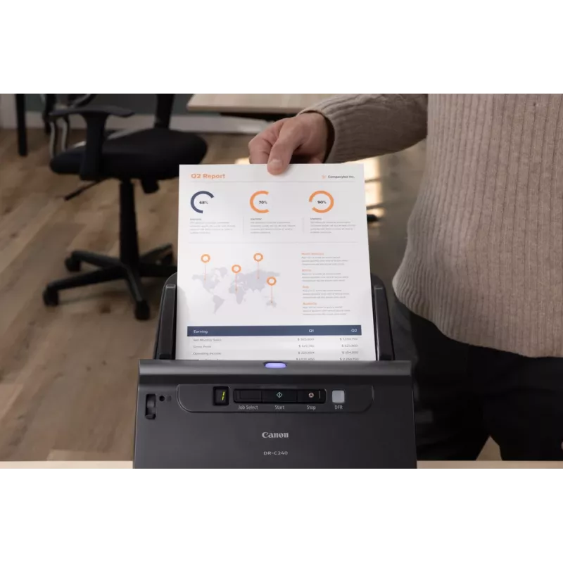 Canon imageFORMULA DR-C240 digitalizador de documentos de secretária duplex, 216 x 3000 mm, 600 x 600 DPI, 24 bits, 24 bits, 45 ppm, 30 ppm