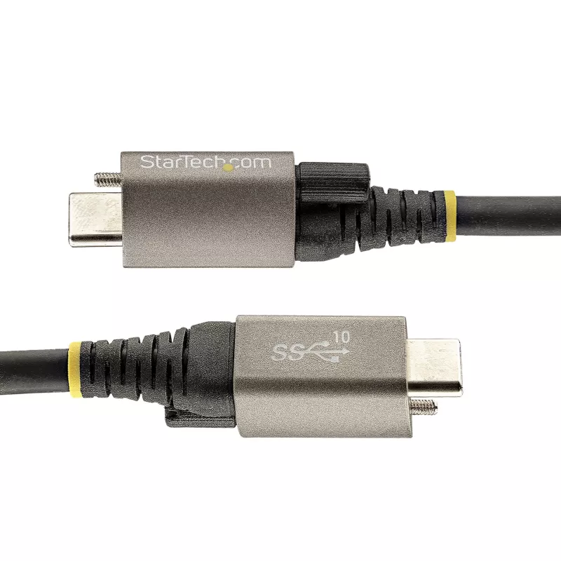 StarTech.com cabo USB-C de 1 m com bloqueio de parafuso superior 10 Gbit/s – cabo USB 3.1/3.2 Gen 2 Type-C – carregamento Power Delivery 100 W (5 A), modo DP-Alt – bloqueio de parafuso individual, cabo USB-C para carregar/sincronizar