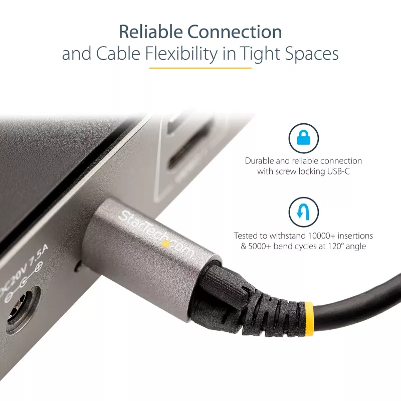 StarTech.com cabo USB-C de 1 m com bloqueio de parafuso superior 10 Gbit/s – cabo USB 3.1/3.2 Gen 2 Type-C – carregamento Power Delivery 100 W (5 A), modo DP-Alt – bloqueio de parafuso individual, cabo USB-C para carregar/sincronizar
