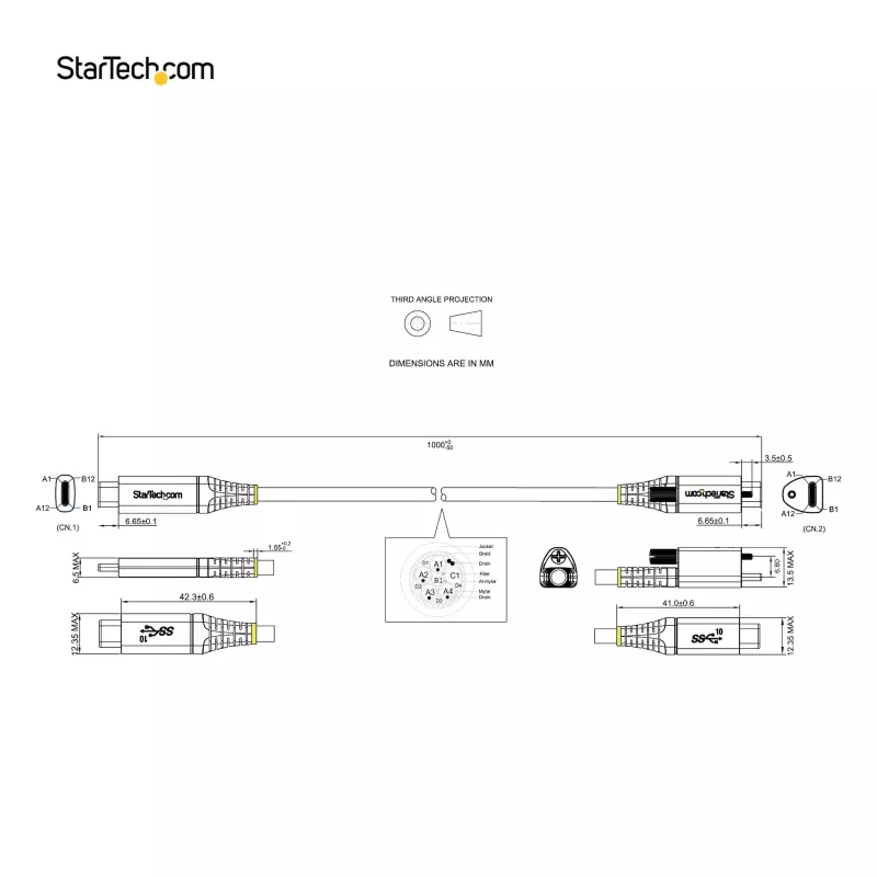 StarTech.com cabo USB-C de 1 m com bloqueio de parafuso superior 10 Gbit/s – cabo USB 3.1/3.2 Gen 2 Type-C – carregamento Power Delivery 100 W (5 A), modo DP-Alt – bloqueio de parafuso individual, cabo USB-C para carregar/sincronizar