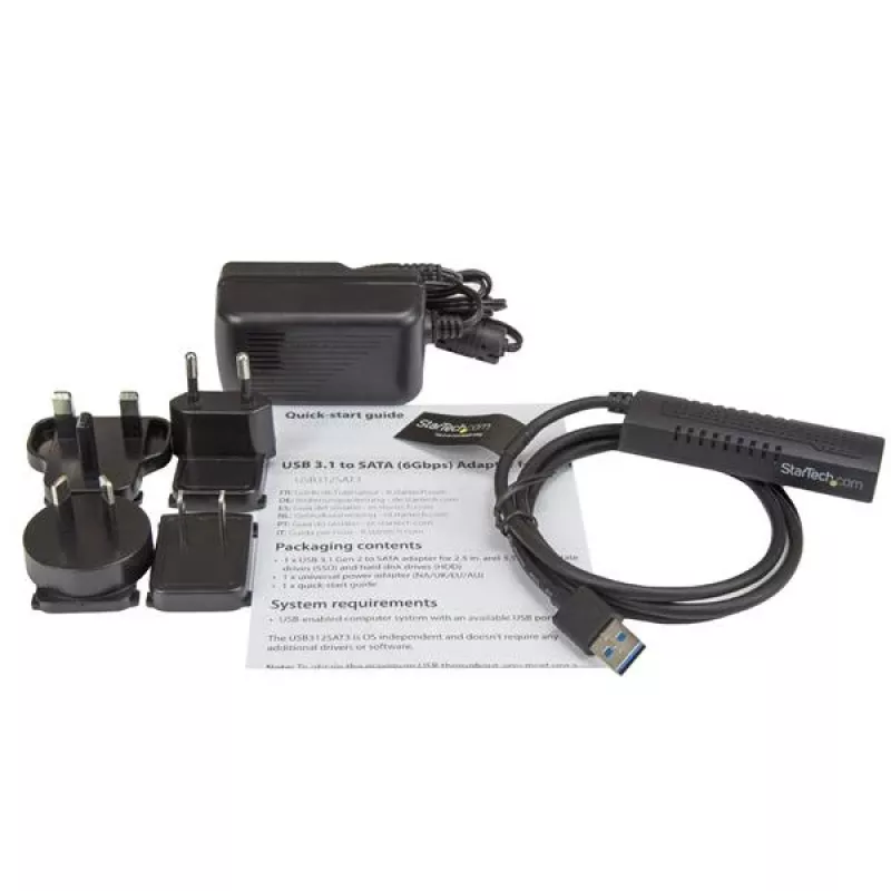 Cabo SATA para USB StarTech.com – USB 3.1 (10 Gbit/s) – UASP, preto, atividade, funcionamento, CE, FCC, ASMedia – ASM1351, 12 V, 0 – 60 °C