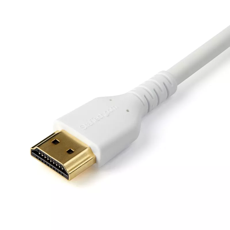 Cabo HDMI 2.0 fino StarTech.com 3ft (1 m), cabo HDMI Premium flexível certificado com Ethernet, UHD 4K 60Hz HDR10, design robusto em tecido de aramida com revestimento TPE, branco