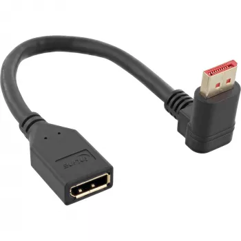 Cabo adaptador InLine DisplayPort 1.4 M/F, 8K4K, angular para cima, preto/dourado