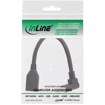 Cabo adaptador InLine DisplayPort 1.4 M/F, 8K4K, angular para cima, preto/dourado